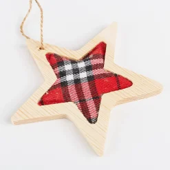 Casa Viva Adorno colgante de madera Estrella roja