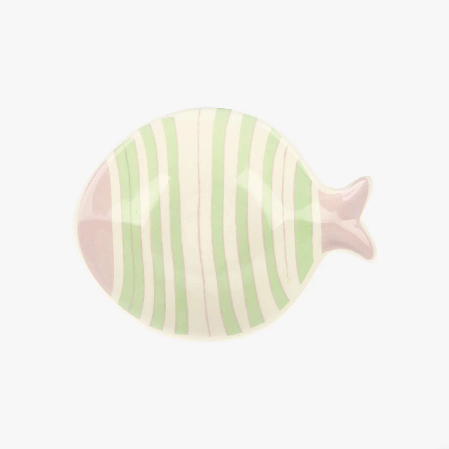 Casa Viva Bol de cerámica rayas verde y lila Pez 15x13cm Clearance