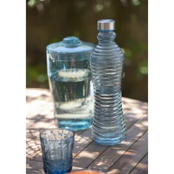 Casa Viva Botella de cristal azul Rustik 1L Discount
