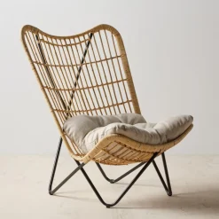 Casa Viva Butaca de fibras naturales y metal con cojín 76x76x87cm New