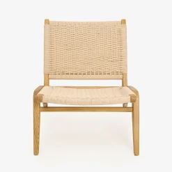 Casa Viva Butaca de madera de olmo y cuerda trenzada beige Alma 56x48x70cm Clau&Chloe Sale