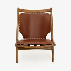 Casa Viva Butaca de madera olmo y cuero Brena 60x49x76cm Clau&Chloe Sale