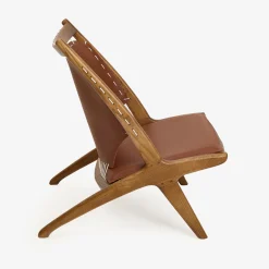 Casa Viva Butaca de madera olmo y cuero Brena 60x49x76cm Clau&Chloe Sale