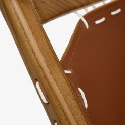 Casa Viva Butaca de madera olmo y cuero Brena 60x49x76cm Clau&Chloe Sale