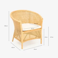 Casa Viva Butaca de ratán beige Milos 76x65x80cm Hot
