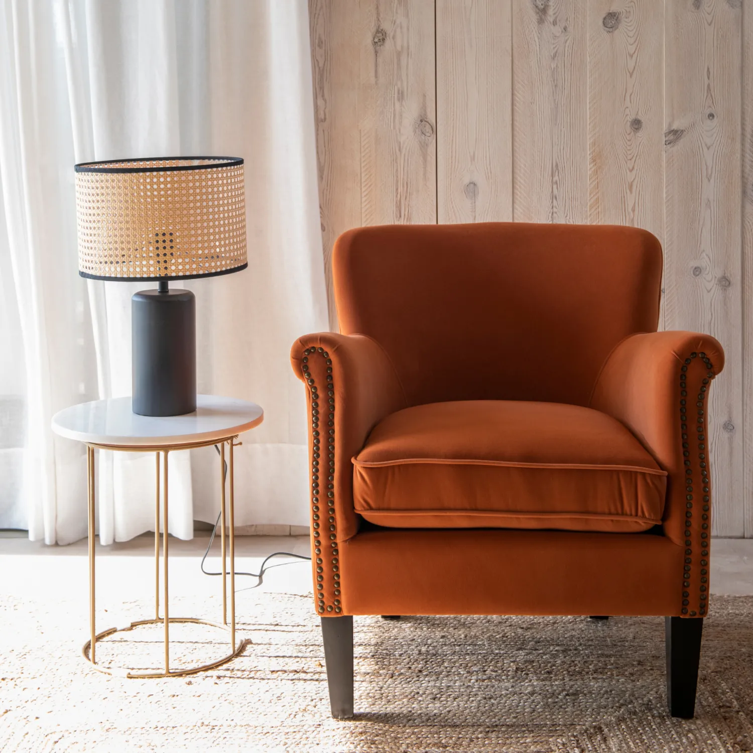 Casa Viva Butaca de terciopelo teja Aurora 79x75x79cm Clau&Chloe Clearance