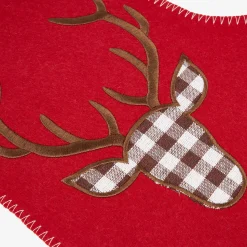 Casa Viva Calcetín de fieltro rojo Ciervo tartán 50cm Discount