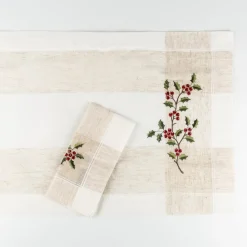 Casa Viva Camino de mesa blanco bordado Muérdago 40x140cm Hot