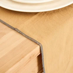 Casa Viva Camino de mesa de algodón con flecos mostaza 30x150cm Discount