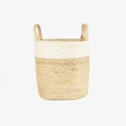 Casa Viva Cesta de yute blanca y natural Vide Ø25x25cm Discount