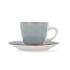 Casa Viva Conjunto de 2 tazas con plato azul de gres Vita 22cl