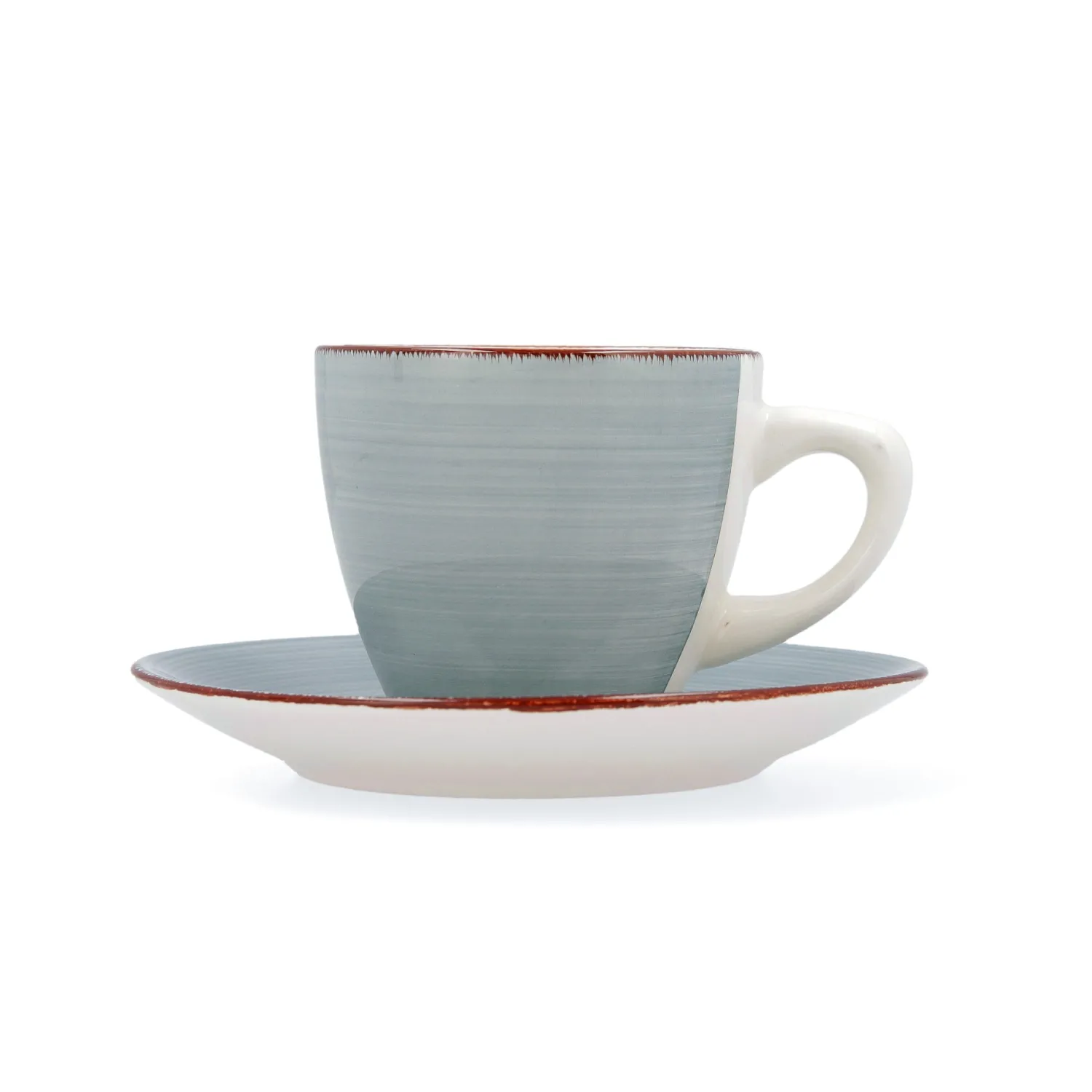 Casa Viva Conjunto de 2 tazas con plato azul de gres Vita 22cl