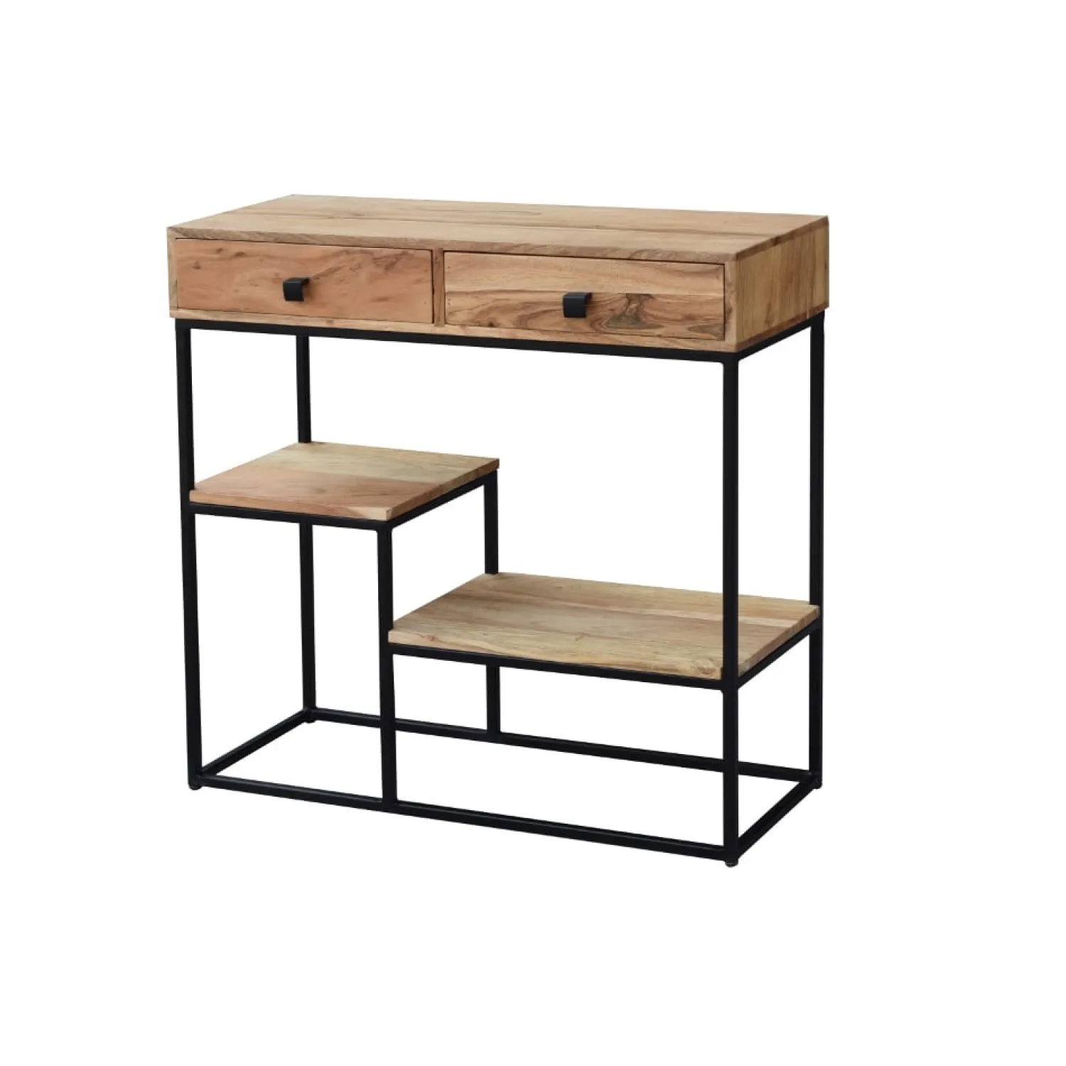 Casa Viva Consola de madera acacia con dos cajones y estantes Bremen 80x30x81cm Outlet