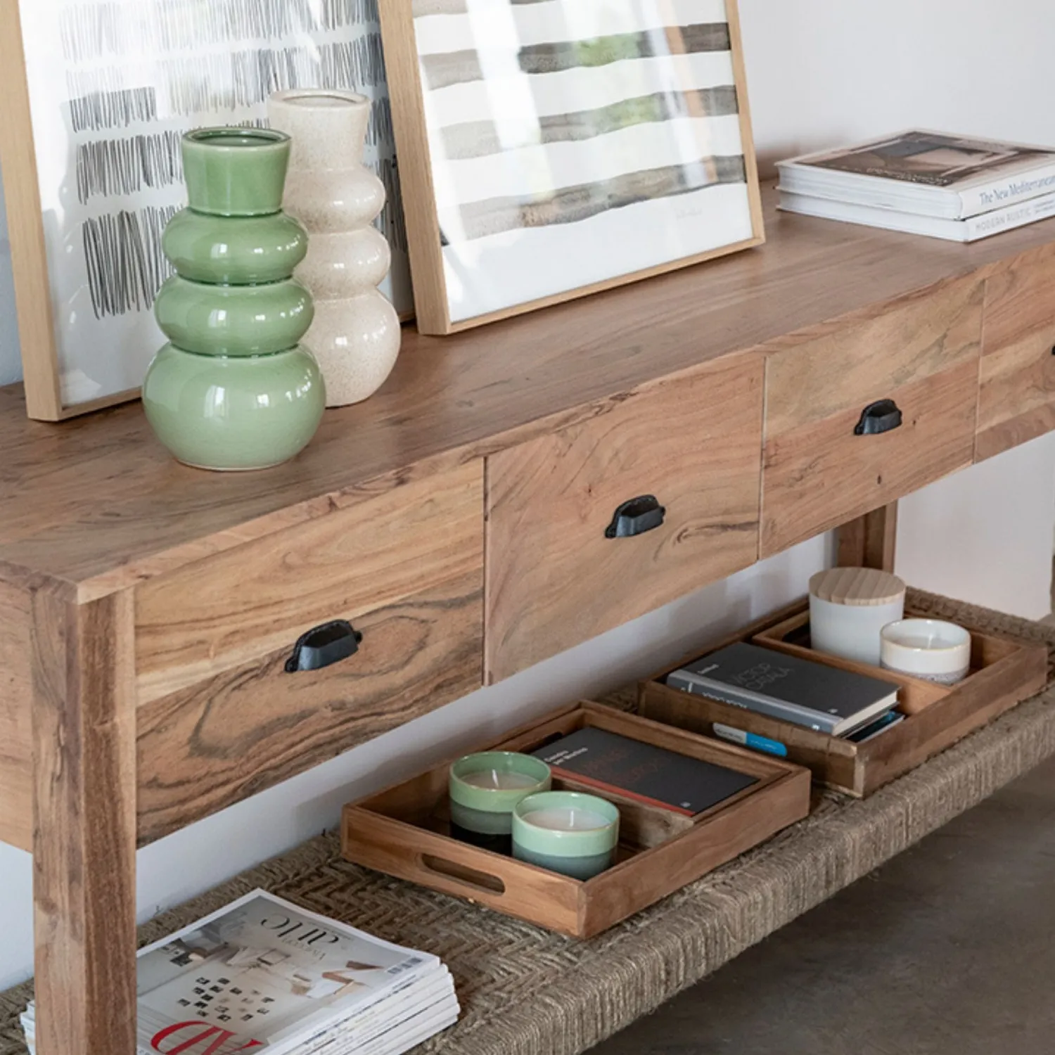 Casa Viva Consola de madera de acacia Bolt 170x40x75cm Clau&Chloe New