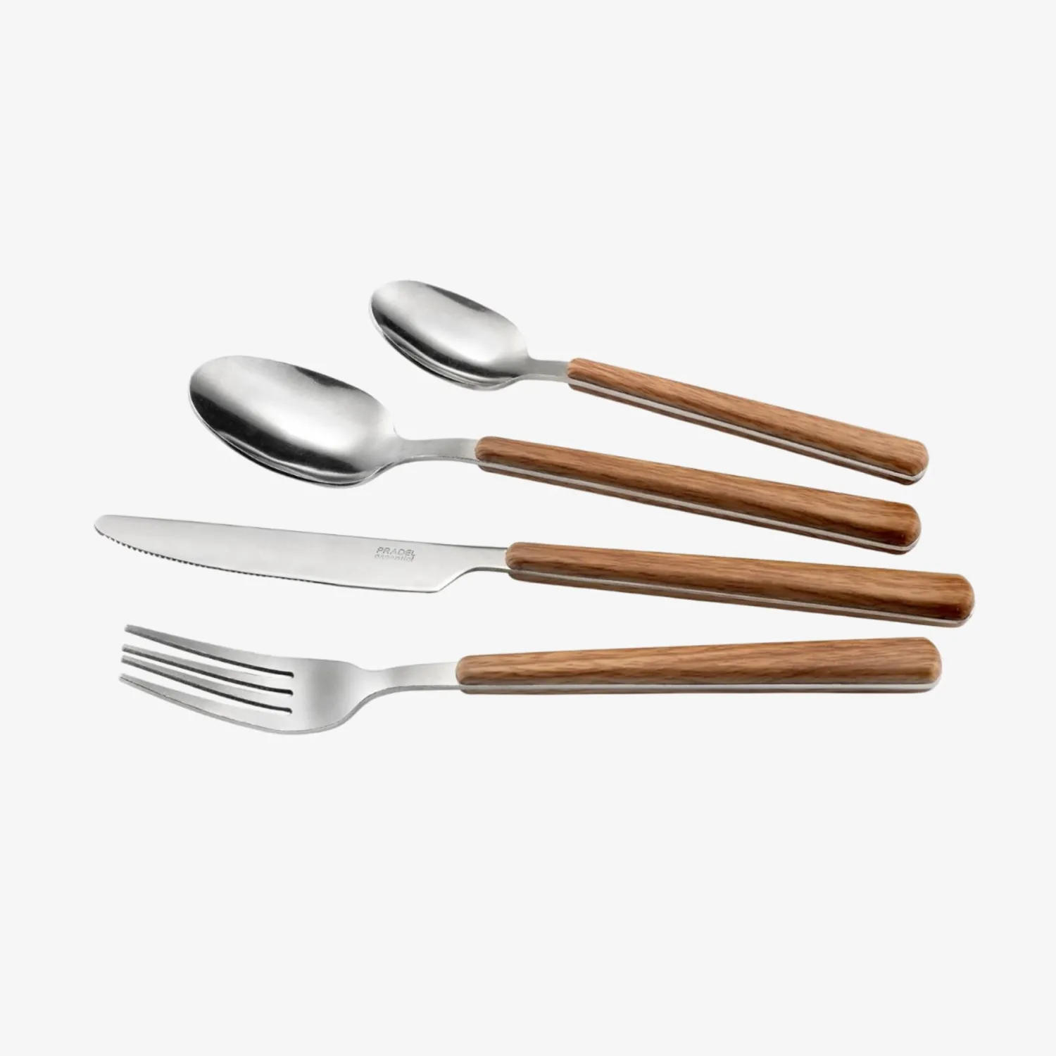 Casa Viva Cubertería de 24 piezas de acero inoxidable y madera Cali Hot