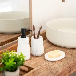 Casa Viva Dispensador de jabón de baño efecto mármol Fem Ø8x19cm Hot