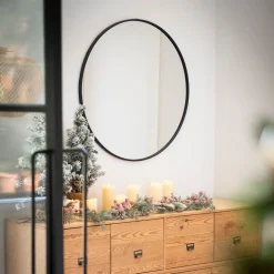 Casa Viva Espejo de pared redondo de metal negro Ø55cm Sale