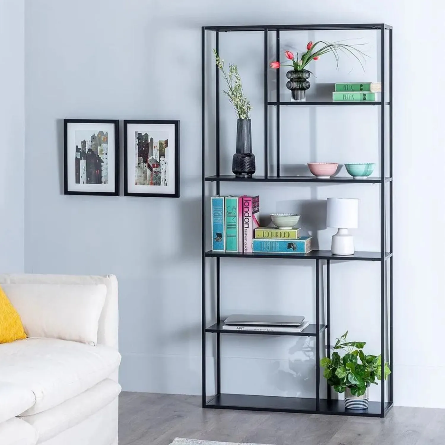 Casa Viva Estantería de acero negro Calista 90x30x188cm Best