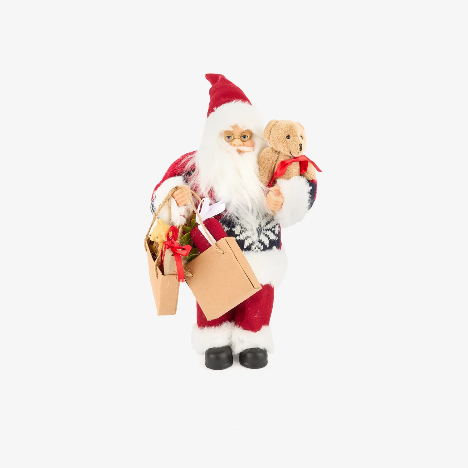 Casa Viva Figura decorativa Santa Claus con bolsa regalos y peluche 30cm Best