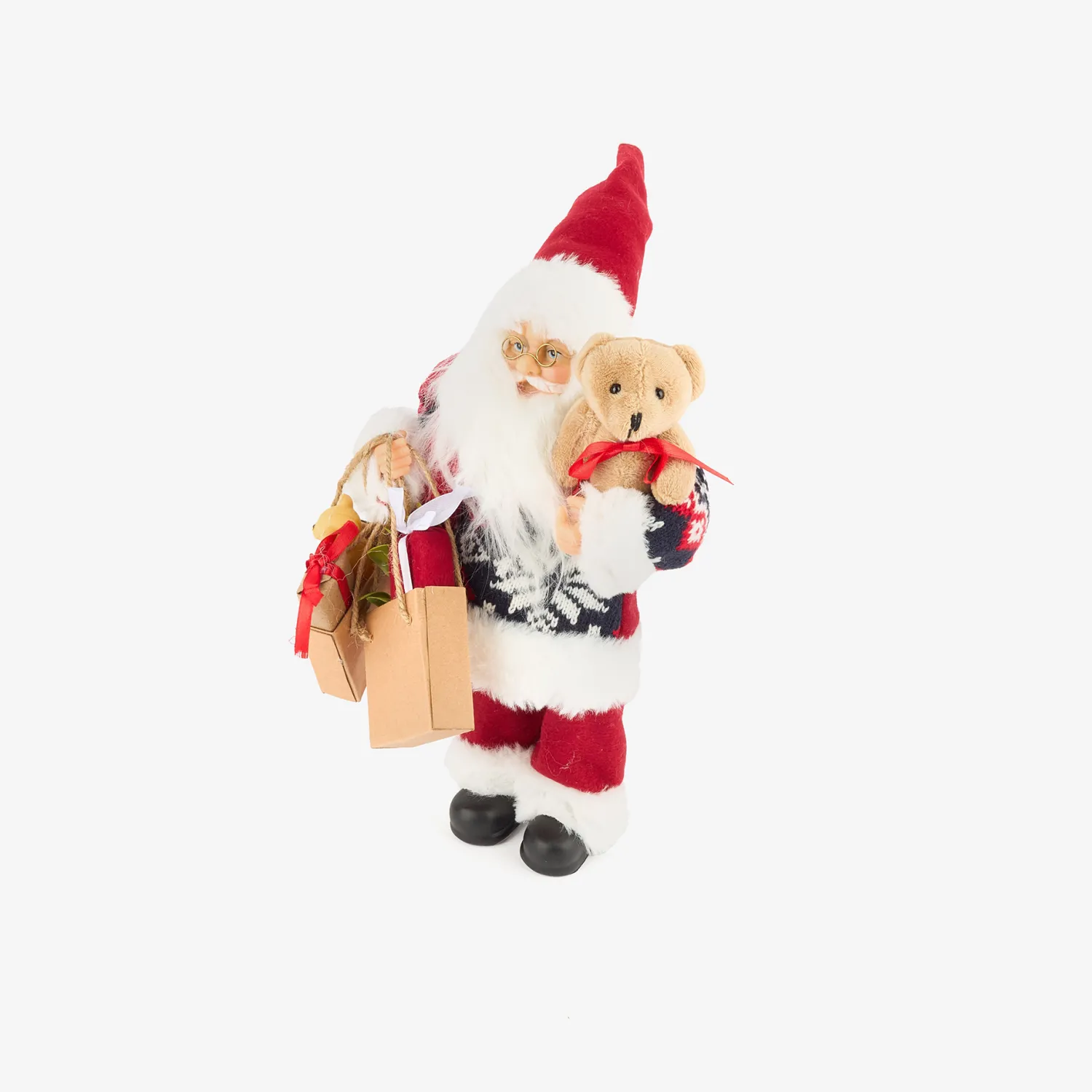 Casa Viva Figura decorativa Santa Claus con bolsa regalos y peluche 30cm Best