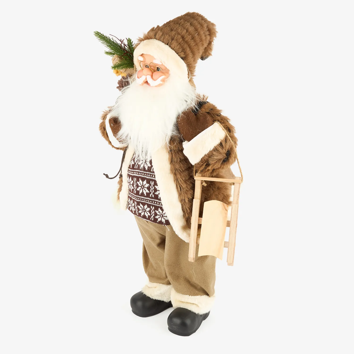 Casa Viva Figura decorativa Santa Claus con bolsa de regalos y trineo 60cm New