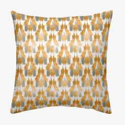 Casa Viva Funda de cojín de algodón verde y naranja cuadrada Kuma 45x45cm Clearance