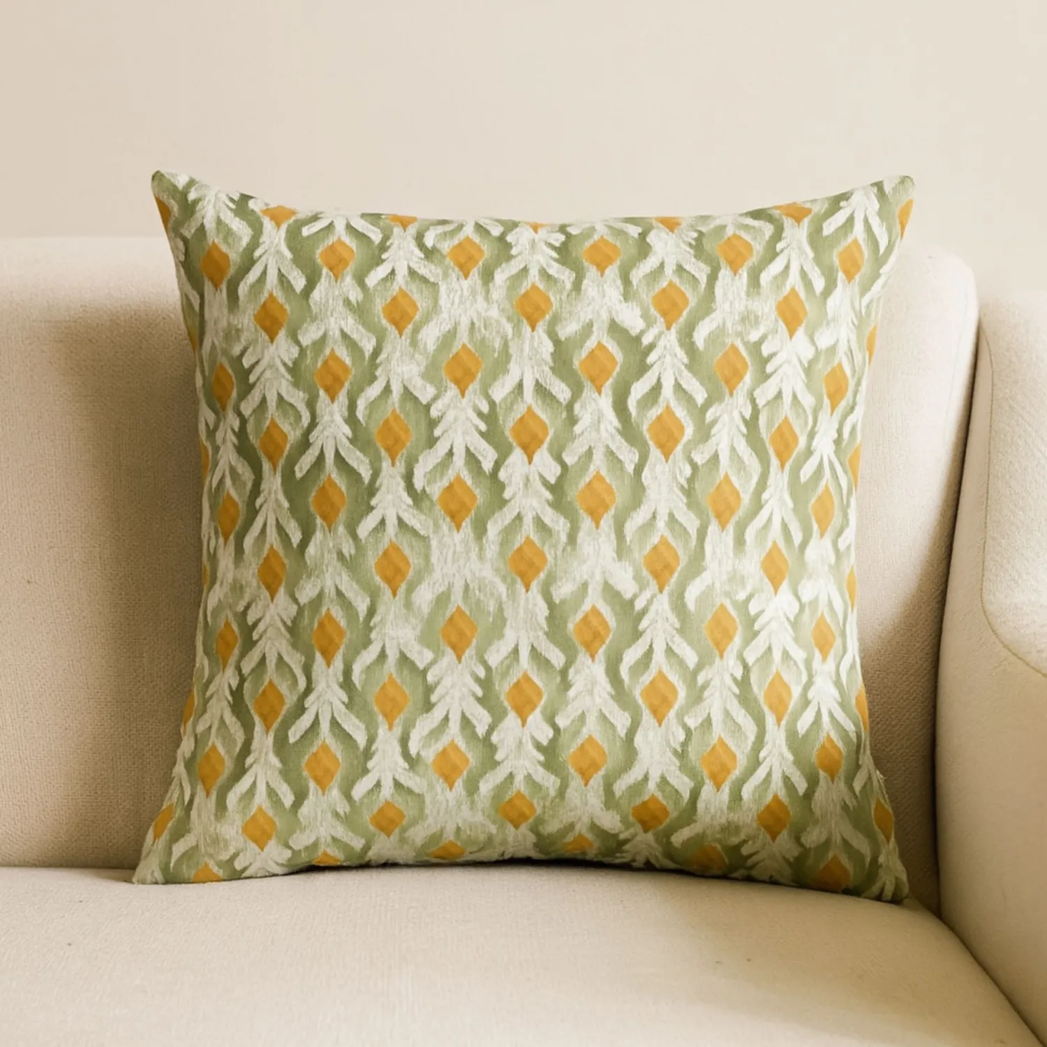 Casa Viva Funda de cojín de algodón verde y naranja cuadrada Tarka 45x45cm New