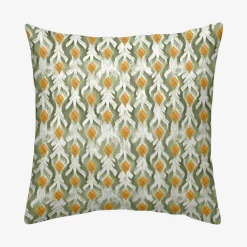 Casa Viva Funda de cojín de algodón verde y naranja cuadrada Tarka 45x45cm New