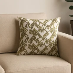 Casa Viva Funda de cojín de algodón verde y blanca cuadrada Nalia 45x45cm