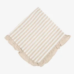 Casa Viva Funda de cojín de algodón volante rayas beige Timoti 45x45cm Outlet