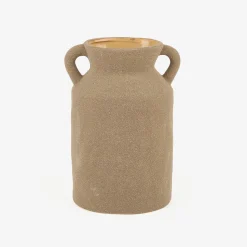 Casa Viva Jarrón de porcelana con asas topo Baru 14,5x9,5x21,3cm Discount