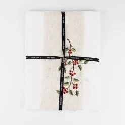 Casa Viva Mantel de Navidad blanco bordado Muérdago 150x250cm