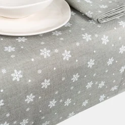 Casa Viva Mantel de Navidad gris Copos de nieve 150x250cm Discount