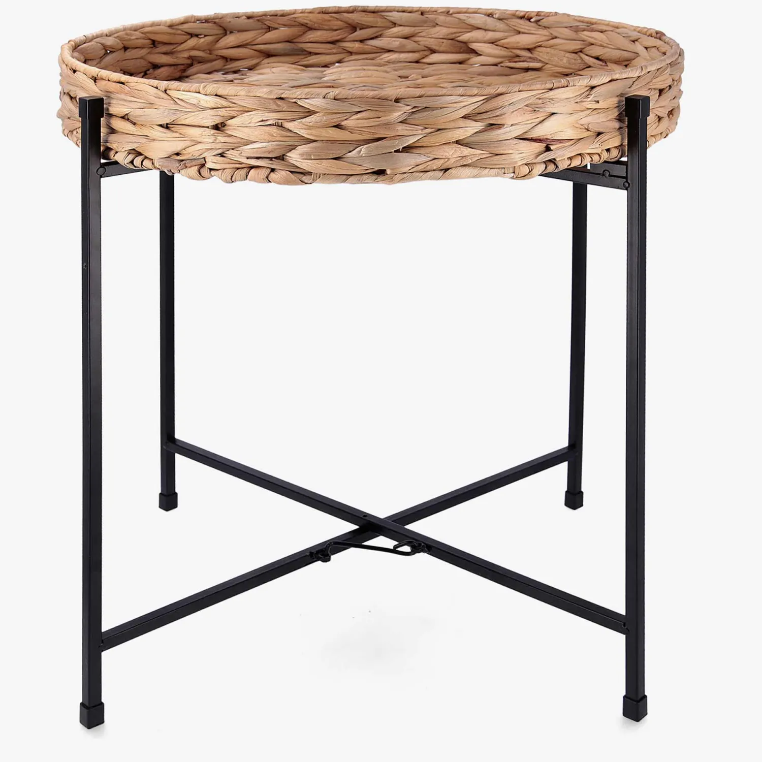 Casa Viva Mesa auxiliar de acero y fibras naturales Lott 46,8x50cm New