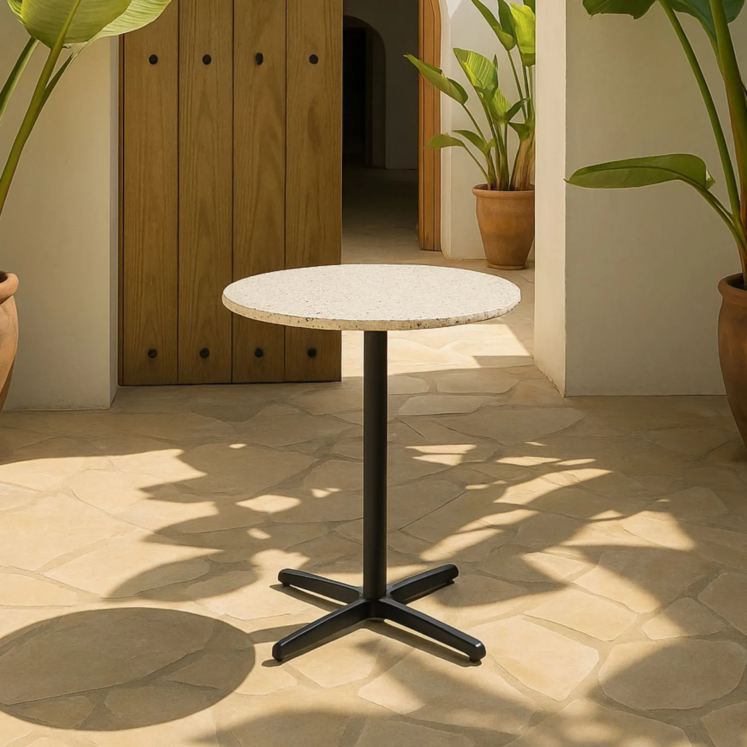 Casa Viva Mesa auxiliar de jardín de piedra blanca Nilo Ø60x72cm Discount