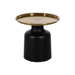 Casa Viva Mesa auxiliar de metal negra y dorada Ø50x47,50cm Outlet