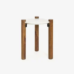 Casa Viva Mesa auxiliar de mármol y madera Houston Ø40x50cm Clau&Chloe Best
