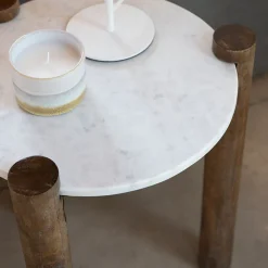 Casa Viva Mesa auxiliar de mármol y madera Houston Ø40x50cm Clau&Chloe Best