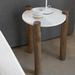 Casa Viva Mesa auxiliar de mármol y madera Houston Ø40x50cm Clau&Chloe Best
