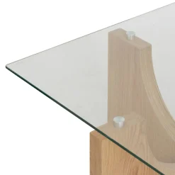 Casa Viva Mesa de centro de cristal y madera DM Milán 85x85x45cm Sale