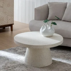 Casa Viva Mesa de centro de fibra de magnesio blanca Milo Ø80x38cm