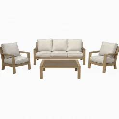 Casa Viva Mesa de centro de jardín de aluminio efecto madera Durres 120x72x41cm Online