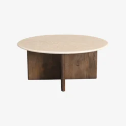 Casa Viva Mesa de centro de madera de mango y mármol Kioto Ø90x38cm Clearance