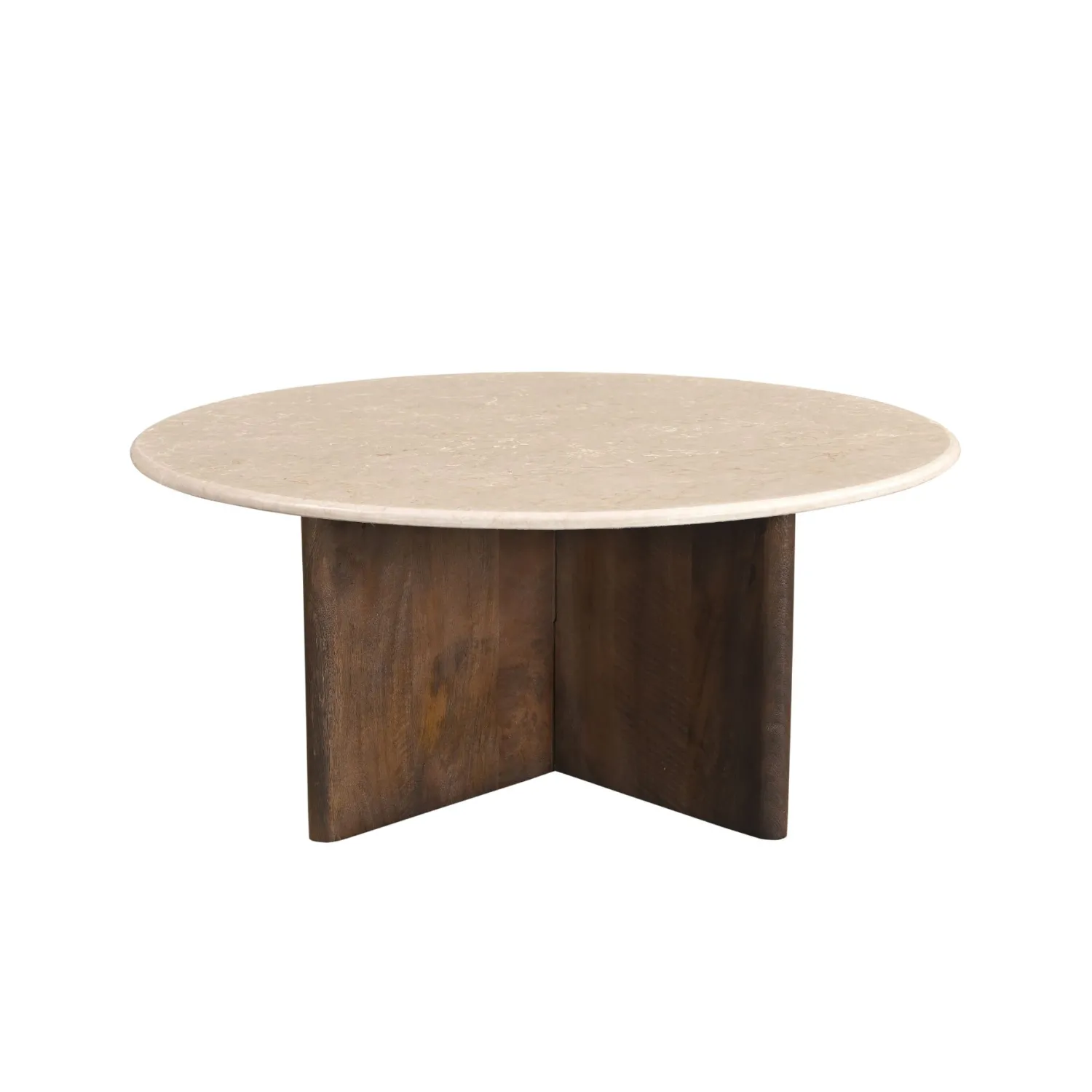 Casa Viva Mesa de centro de madera de mango y mármol Kioto Ø90x38cm Clearance