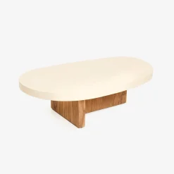 Casa Viva Mesa de centro de microcemento y madera de acacia Balin 105x60x30cm Clau&Chloe