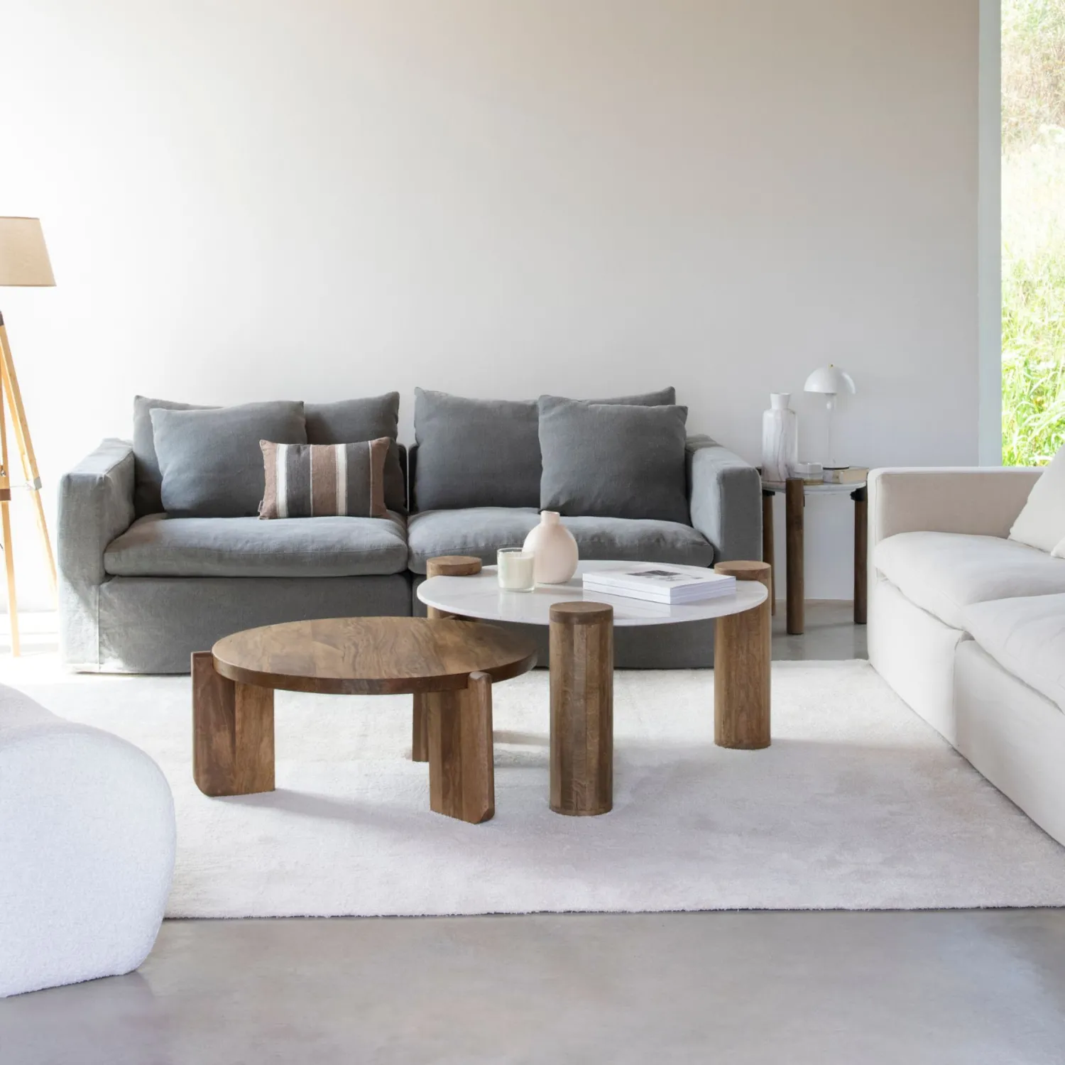 Casa Viva Mesa de centro de mármol y madera Houston Ø90x45 Clau&Chloe Best