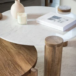 Casa Viva Mesa de centro de mármol y madera Houston Ø90x45 Clau&Chloe Best