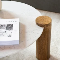 Casa Viva Mesa de centro de mármol y madera Houston Ø90x45 Clau&Chloe Best