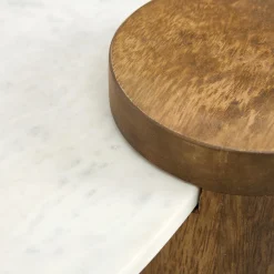 Casa Viva Mesa de centro de mármol y madera Houston Ø90x45 Clau&Chloe Best