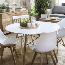 Casa Viva Mesa de comedor de madera blanca Leisure Ø100x75cm Clearance